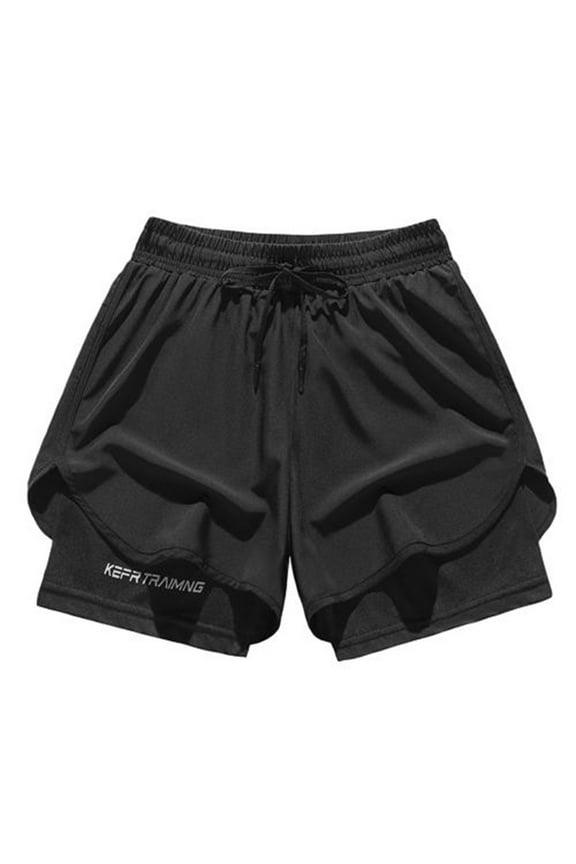 Men's Performance Shorts with Compression Liner Workout Sweat Running Beach Everyday Shorts for Men Black