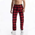thumbnail image 1 of FRSASU Men's Plaid Casual Pants Soft Pajama Pants Drawstring Checkered Lounge Sweatpant with Pockets Red, 1 of 6