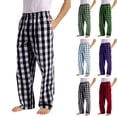 thumbnail image 1 of FRSASU Men's Plaid Pajama Pants Lightweight Elastic Waist Pjs Bottoms Lounge Pajamas Sleepwear Bottom Pants with Pockets Yellow, 1 of 5