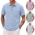 thumbnail image 1 of FRSASU Men's Plaid Polo Shirts Plus Size Short Sleeve Lapel Collar Button Tops Summer Casual office Work Blouse Pink-A, 1 of 5