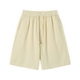 thumbnail image 1 of FRSASU Men's Plus Athletic Running Shorts Solid Color Elastic Waist Drawstring Lightweight Workout Short with Pockets Beige, 1 of 8