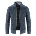 thumbnail image 1 of FRSASU Men's Plus Velvet Cardigan Sweaters Full Zip Sweaters Stand Collar Casual Knitted Cardigan Blue, 1 of 9
