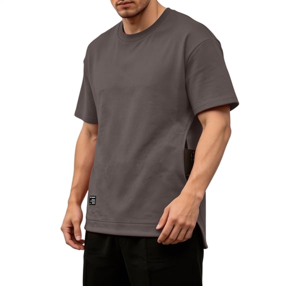 FRSASU Men's Pocket Short Sleeve Soft Crew Neck Lightweight Summer Casual Basic Plain T-shirts Gray