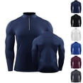 thumbnail image 1 of FRSASU Men's Polo Shirts Zip up Long Sleeve Classic T-Shirts Casual Golf Shirts Stylish Collared Tee Tops White, 1 of 6