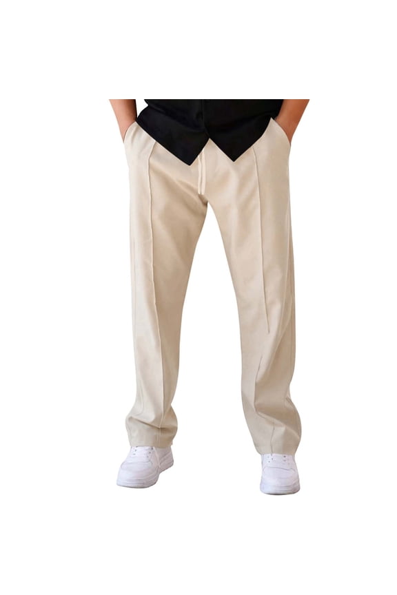 Men's Premium No Iron Khaki Classic Fit Double Pleats Front Dress Pants (Regular and Big & Tall Sizes) Beige