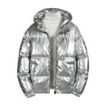 thumbnail image 1 of FRSASU Men's Puffer Jacket Winter Parka Jacket Warm Thicken Ski Coat Hooded Casual Jacket with Pocket Silver, 1 of 4