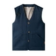thumbnail image 1 of FRSASU Men's Pure Cotton V-Neck Denim Vest for Motorcycle Riders with Pockets Dark Blue, 1 of 2