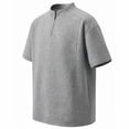thumbnail image 1 of FRSASU Men's Quarter Zip Athletic Shirt Loose Fit Breathable Workout Top Casual Short Sleeve Performance Training Tee Dark Gray, 1 of 5