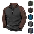 thumbnail image 1 of FRSASU Men's Quarter Zip Color Block Pullover Soft Fleece-Lined Mock Neck thermal Casual Long Sleeve Sweatshirts (S-3XL) Dark Gray, 1 of 9