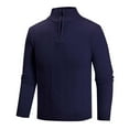 thumbnail image 1 of FRSASU Men's Quarter Zip Pullover Elastic Sweater Cable Knit Casual Stand Collar Texture Knitted Sweaters Navy, 1 of 4