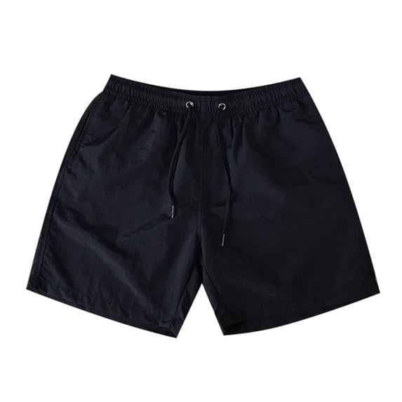 FRSASU Men's Quick Dry Swim Trunks Casual Summer Beach Drawstring Solid Color Swimwear Short with Pockets Black