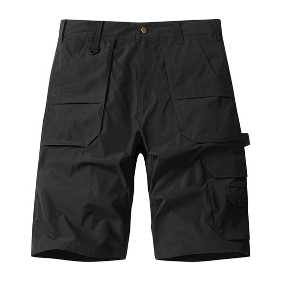 FRSASU Men's Quick-Dry Tactical Cargo Shorts Summer Outdoor Workwear with Multi Pocket Breathable Loose Fit Casual Utility Shorts Black