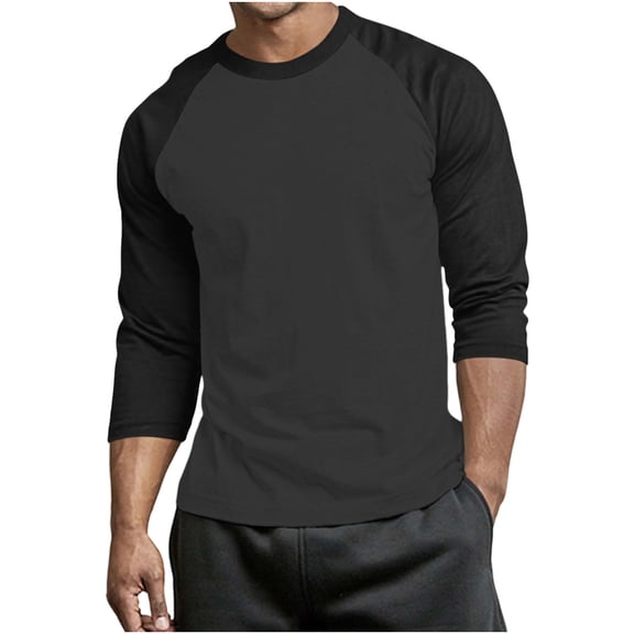 FRSASU Men's Raglan Baseball Tee Shirt - Cotton Two Tone Casual Athletic Tops Blue