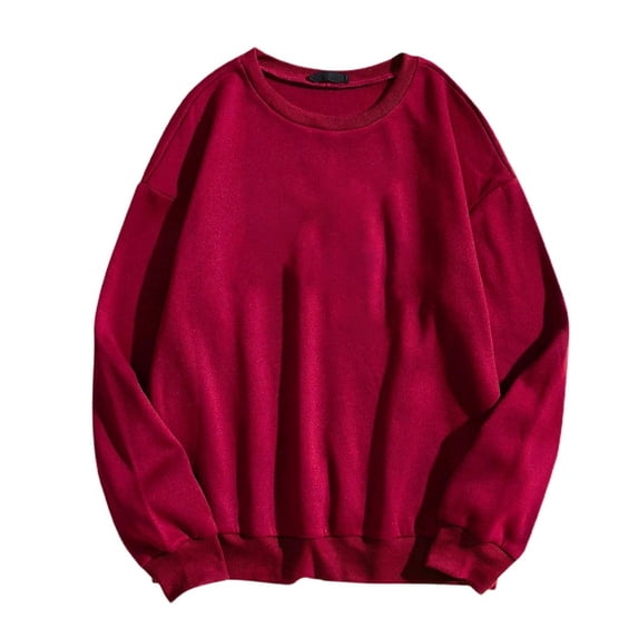 FRSASU Men's Regular Fit Basic Lightweight Long Sleeve Crewneck Soft Casual Pullover Tops Red