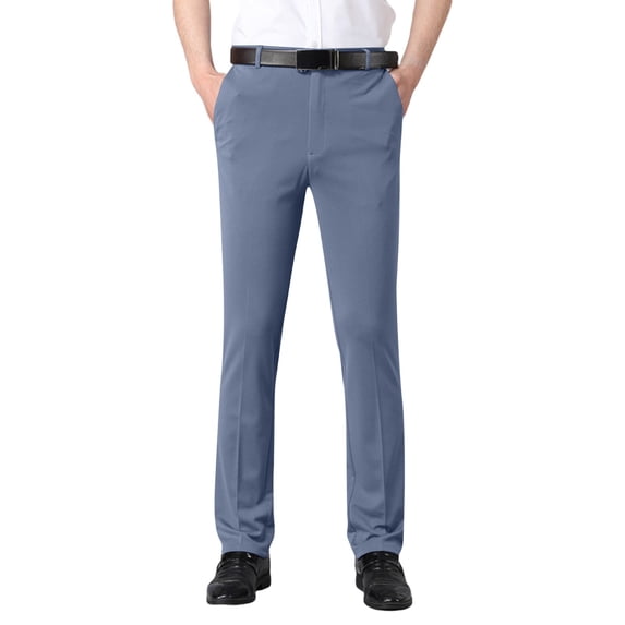 FRSASU Men's Regular Fit Dress Pants Casual Business Flat Front Mens Wrinkle Free Comfort Stretch Pants Gray