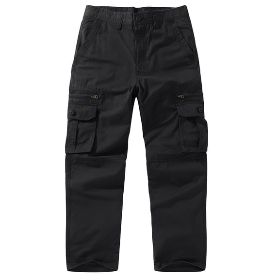 FRSASU Men's Relaxed Fit Cargo Pants Cotton Hiking Sweatpants Casual Athletic Jogger Sports Outdoor Trousers with Pockets Black