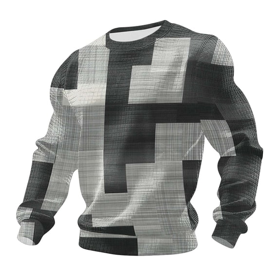 FRSASU Men's Retro Top Shirt Fashionable Striped Printed Long Sleeve Crew Neck Casual Tops Multicolor-C