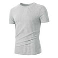 thumbnail image 1 of FRSASU Men's Ribbed Knit T Shirts Short Sleeve Crew Neck Slim Fit Stretchy Muscle Shirts Basic Solid Tee Tops Gray, 1 of 9