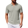 thumbnail image 1 of FRSASU Men's Ribbed Polo Shirts Short Sleeve V-Neck Slim Fit Polo Shirt Casual Summer Collared Golf Shirt Green, 1 of 5