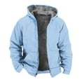 thumbnail image 1 of FRSASU Men's Sherpa Lined Hoodie Full Zip Up Heavyweight Hooded Jacket Sweatshirt Fleece Fall Winter Warm Coat with Pocket Sky Blue, 1 of 5