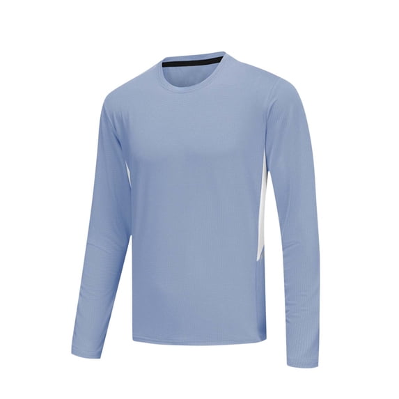 FRSASU Men's Shirts Long Sleeve T-Shirt Crew Neck Midweight Tees Classic Basic Casual Tops Plain Soft Shirt Sky Blue