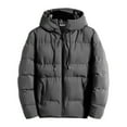 thumbnail image 1 of FRSASU Men's Short Puffer Jacket Hooded Down Jacket Winter Outwear Full Zip up Warm Winter Cotton Coat Dark Gray, 1 of 5