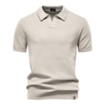 thumbnail image 1 of FRSASU Men's Short Sleeve Knit Polo Shirts Textured Casual Golf Shirt Summer Pullover Collared Tee Beige, 1 of 5