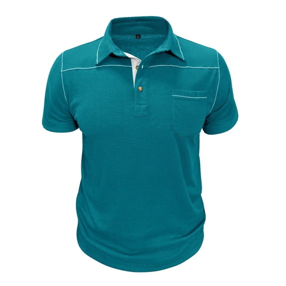 FRSASU Men's Short Sleeve Polo Shirts Casual Moisture Wicking Golf Shirts Buttons Collared Solid T Shirts with Pocket Green