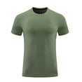 thumbnail image 1 of FRSASU Men's Short Sleeved Mesh Breathable Tight Fitting Sportswear Compression Elastic Fitness T-Shirt Army Green, 1 of 7