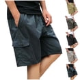 thumbnail image 1 of FRSASU Men's Short Summer Plus Size Elastic Waist Work Bermuda Loose Baggy Casual Cargo Short Yellow, 1 of 9
