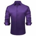 thumbnail image 1 of FRSASU Men's Silk Satin Long Sleeve French Cuff Dress Shirts Shiny Slim Fit formal Business Button Down Shirt Luxury Party Prom Shirts Purple, 1 of 6