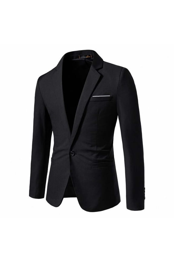Men's Single Breasted Suit Jacket Slim Fit formal Jacket for Wedding, Prom, Dinner Black
