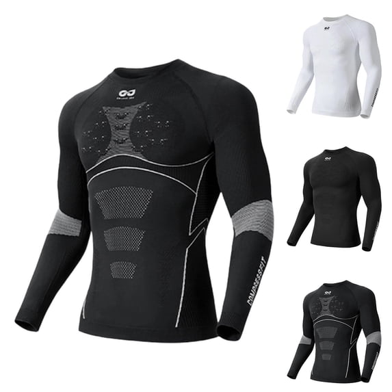 FRSASU Men's Ski thermal Base Layer Set Quick Dry Compression Underwear Running Moisture Wicking Winter Base Layer White