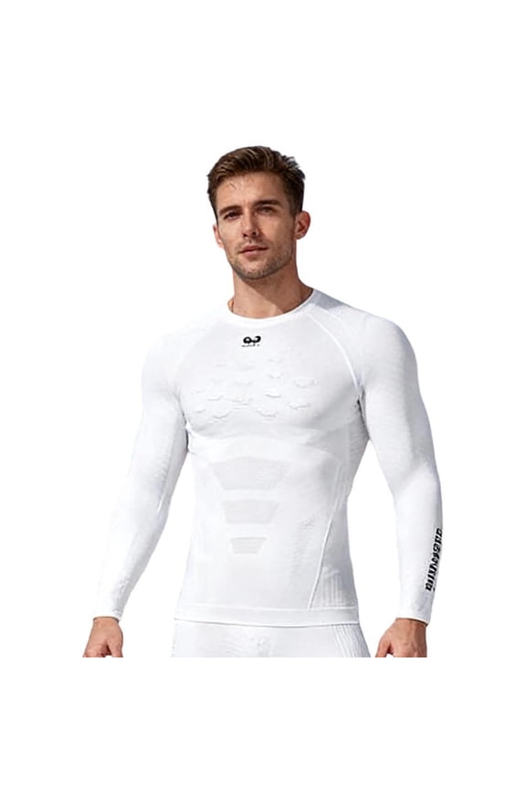 Men's Ski thermal Base Layer Set Quick Dry Compression Underwear Running Moisture Wicking Winter Base Layer White