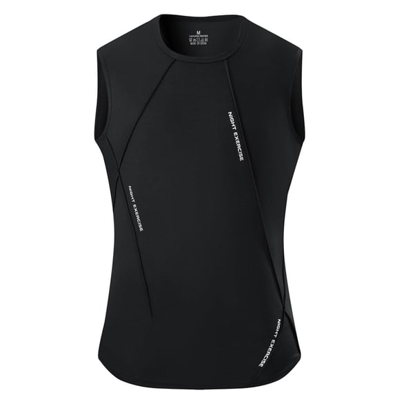 FRSASU Men's Sleeveless Crew Neck Compression Shirt Quick Dry Athletic Tank Tops Basketball Workout Undershirt Black