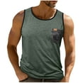 thumbnail image 1 of FRSASU Men's Sleeveless Gym Tank Tops with Pocket Workout Bodybuilding Muscle T Shirts Green, 1 of 9