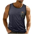 thumbnail image 1 of FRSASU Men's Sleeveless Gym Tank Tops with Pocket Workout Bodybuilding Muscle T Shirts Navy, 1 of 9