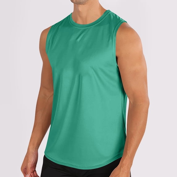 FRSASU Men's Sleeveless Shirts Quick Dry Tank Tops Sun Protection Athletic Gym Workout Muscle Shirts Sky Blue