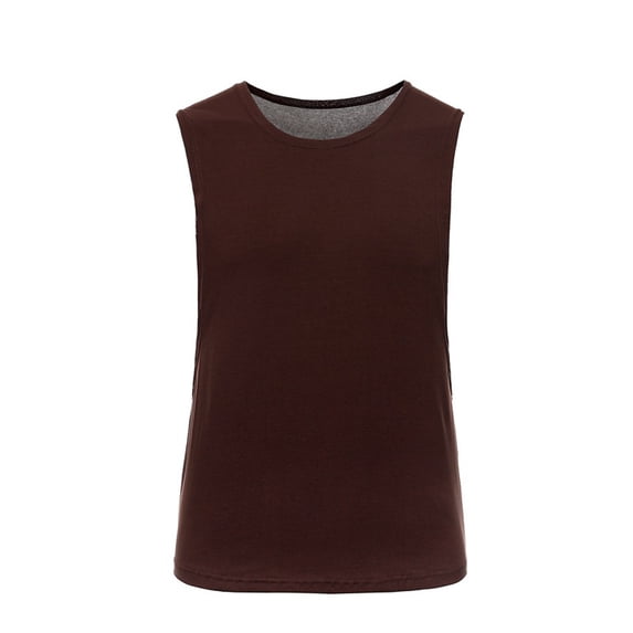 FRSASU Men's Sleeveless Tank Tops Loose Leisure Athletic Workout Running Muscle Shirts Summer Gym Bodybuilding T-Shirts Coffee