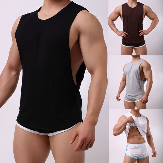FRSASU Men's Sleeveless Tank Tops Loose Leisure Athletic Workout Running Muscle Shirts Summer Gym Bodybuilding T-Shirts Yellow