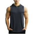 thumbnail image 1 of FRSASU Men's Sleeveless Workout Hoodies Quick Dry T Shirts with Hoods Running Gym Muscle Hooded Tank Top Black, 1 of 5