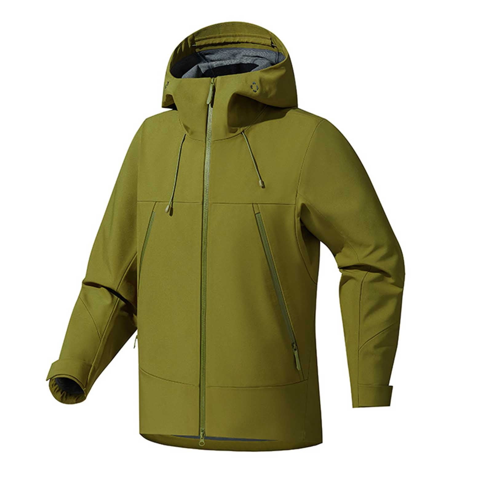 FRSASU Men's Soft‑Shell Hooded Jacket Full‑Zip Water‑Resistant ...