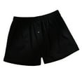 thumbnail image 1 of FRSASU Men's Soft Woven 100% Cotton Elastic Waist Four Cornered Pants, Home shorts Black, 1 of 3