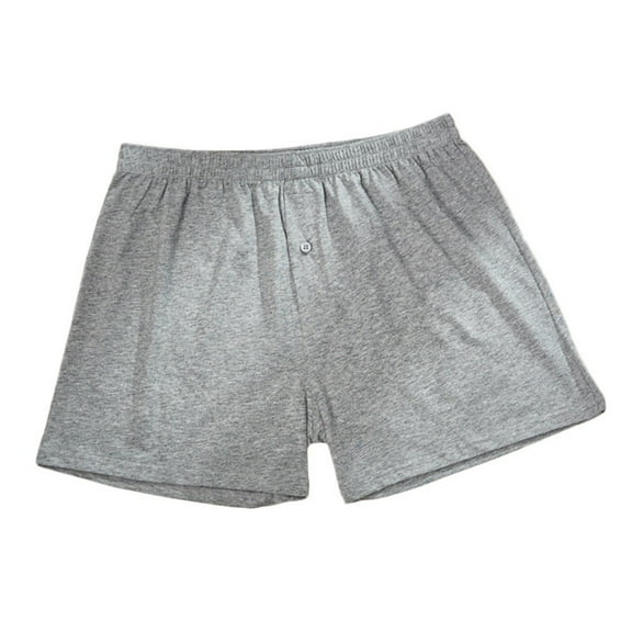 FRSASU Men's Soft Woven 100% Cotton Elastic Waist Four Cornered Pants, Home shorts Gray