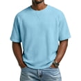 thumbnail image 1 of FRSASU Men's Solid Waffle T-Shirts Short Sleeve Casual Crew Neck Shirt Summer Plain Pullover Tee Tops Light Blue, 1 of 4