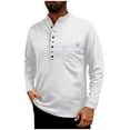 thumbnail image 1 of FRSASU Men's Spring and Fall Breathable Long Sleeve Slim Fit Stand up Collar Shirts Cotton and Linen Button Fashion Casual Tops T-Shirt White, 1 of 9