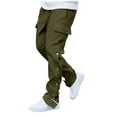 thumbnail image 1 of FRSASU Men's Spring casual daily fashionable button design solid multi-pocket work pants Army Green, 1 of 5