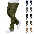 thumbnail image 1 of FRSASU Men's Spring casual daily fashionable button design solid multi-pocket work pants Navy, 1 of 5