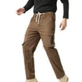 thumbnail image 1 of FRSASU Men's Straight Work Pants Casual Multiple Pockets Stretch Outdoor Hiking Cargo Pants Coffee, 1 of 7