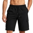 thumbnail image 1 of FRSASU Men's Stretch Cargo Shorts Quick Dry Lightweight Drawstring Elastic Waist Hiking Shorts with Multi Pockets Black, 1 of 5